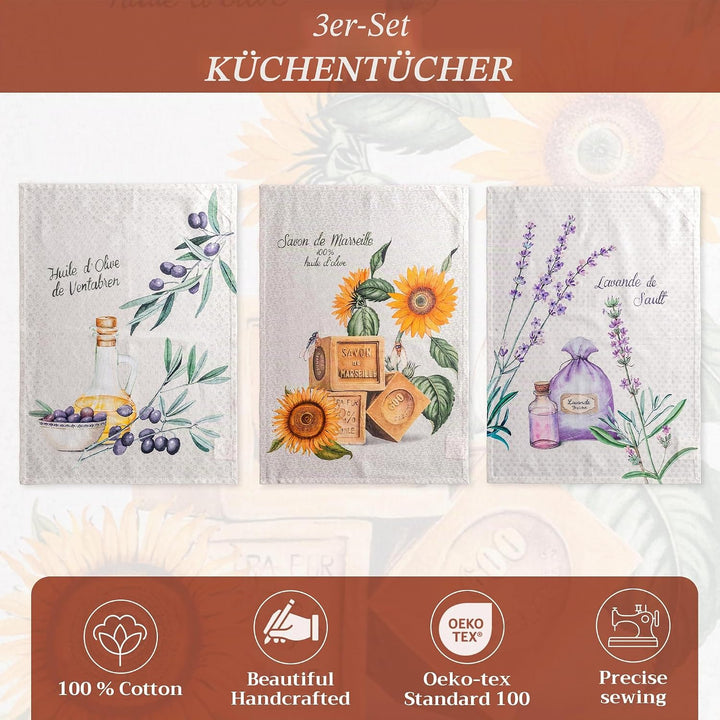 Maison d' Hermine Fanny Mehrzweck-Küchentücher, 100 % Baumwolle, weich, saugfähig, Geschirrtücher, B