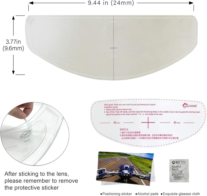 XII WY Motorradhelm-Antibeschlagfolie ultradünn, Motorradhelm-Visier, universeller Visierschutz, Auf