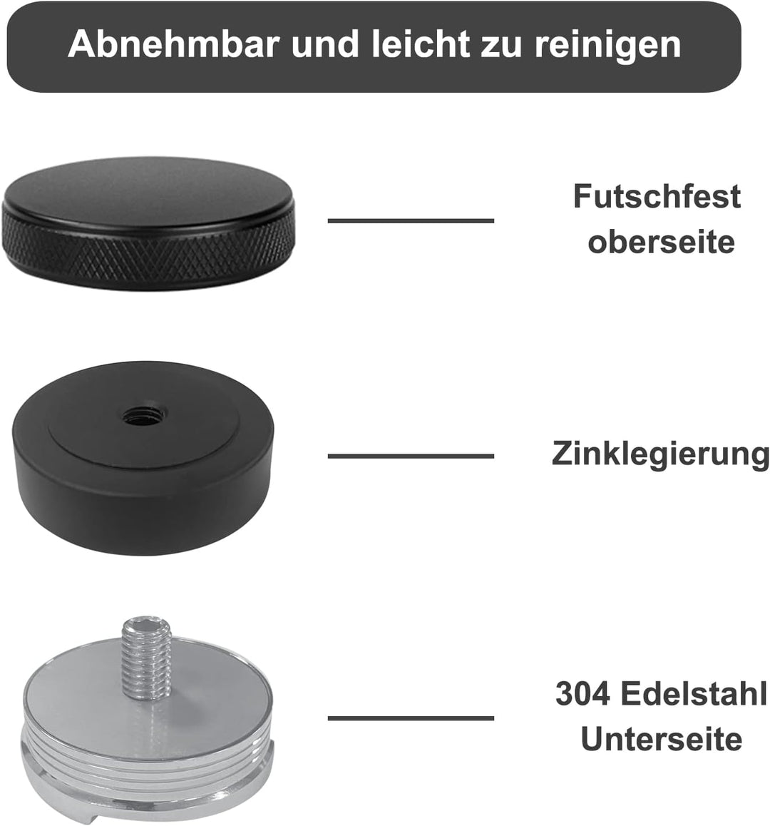Distributor, 51 mm 304 Edelstahl Leveler, Werkzeug zum Nivellieren von Gemahlenem Kaffee, Schwarz 51