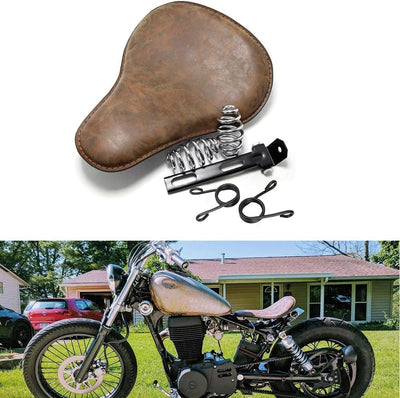 Bronze Motorrad Solo Sitz,mit Feder Halterung Kit für Chopper Bobber Sportster XL883/1200., Bronze