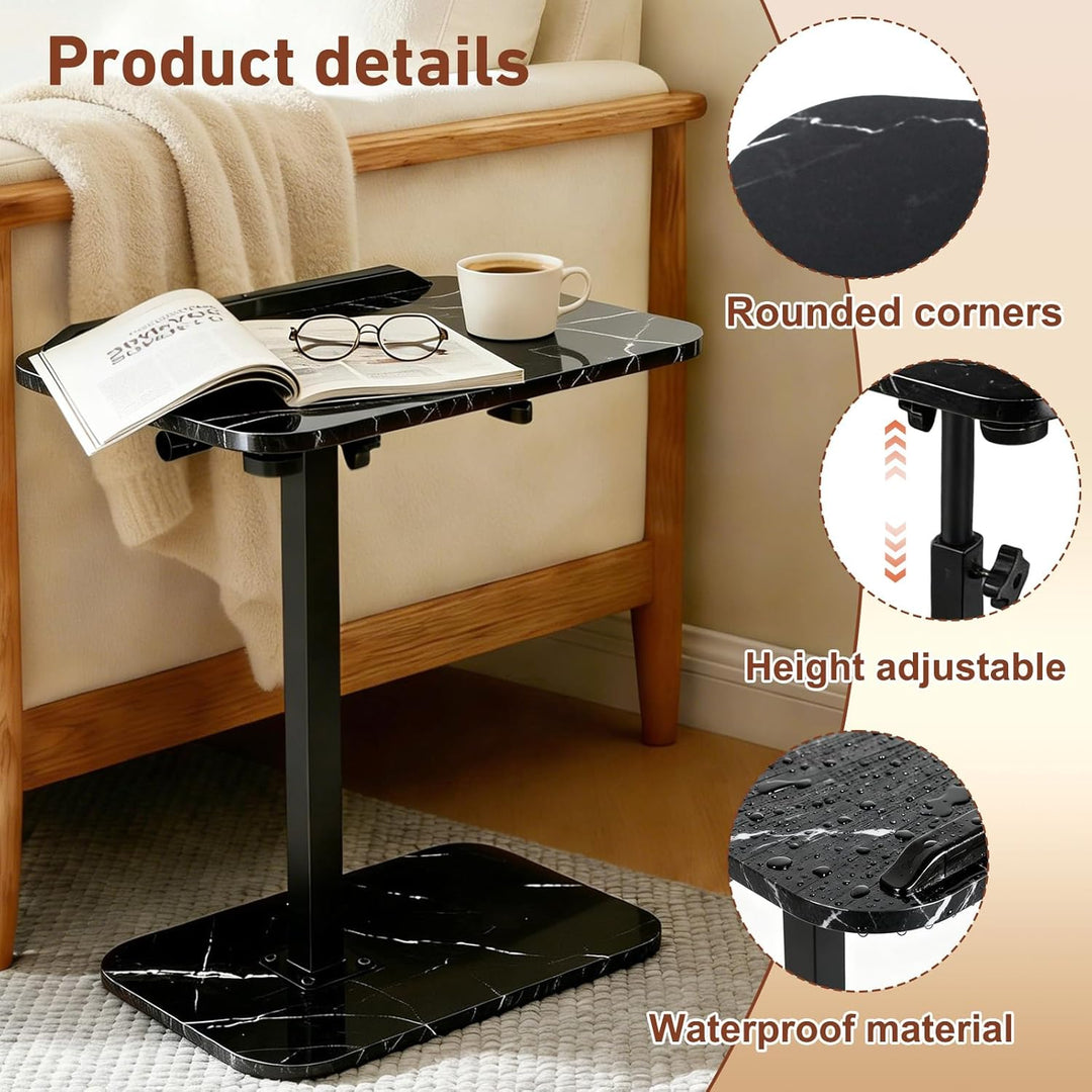 Beistelltisch, Sofa-Armlehnen-Tisch, TV-Tablett mit um 360° drehbarer und neigbarer Tischplatte, höh