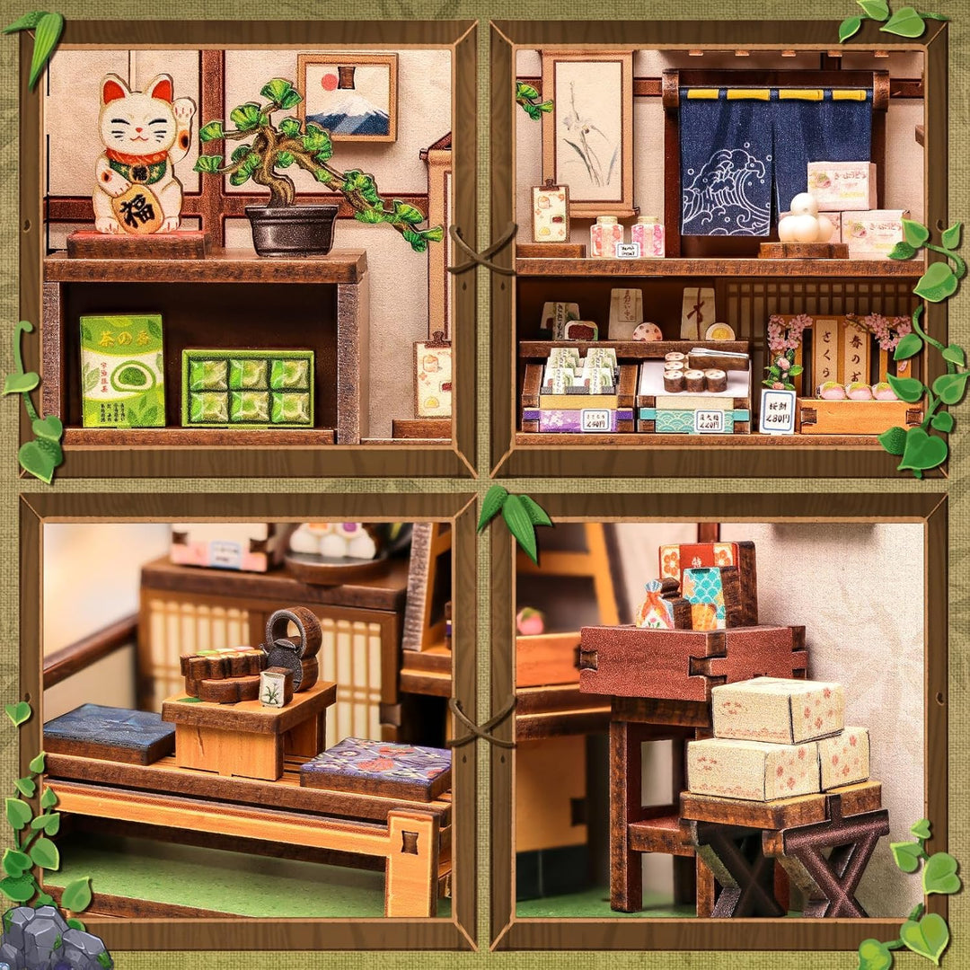 Fsolis Book Nook Japan Booknook Bausatz für Erwachsene, 3D-Holzpuzzles Buchecke, DIY-Miniaturhaus-Se