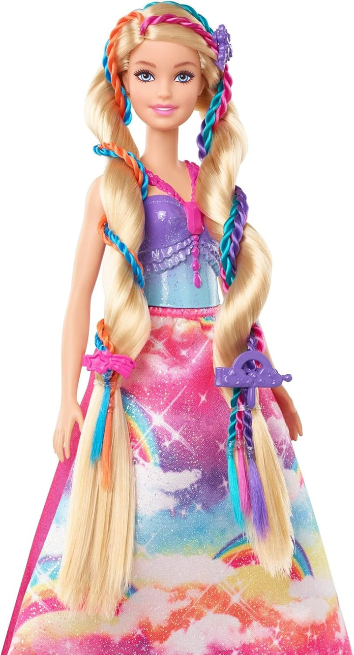 Barbie GTG00 - Dreamtopia Flechtspass Prinzessin Haarstyling Puppe mit Zubehör, Geschenk für Kinder