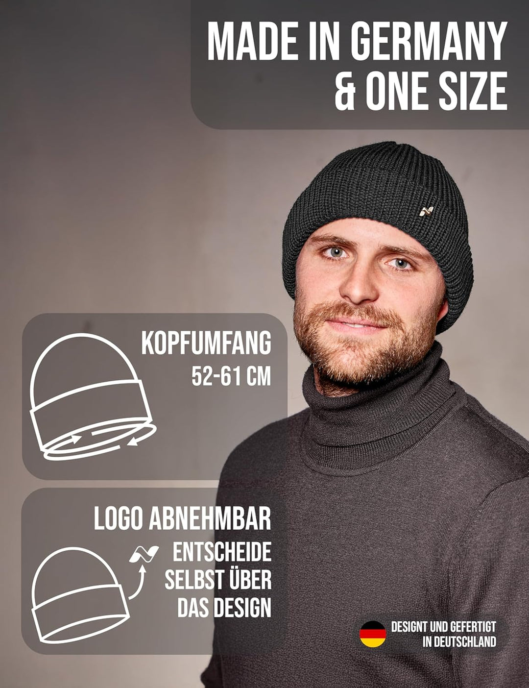 Troyer Mütze Damen & Herren - Made in Germany - Fisherman Beanie aus 100% feinster Schurwolle I Wint