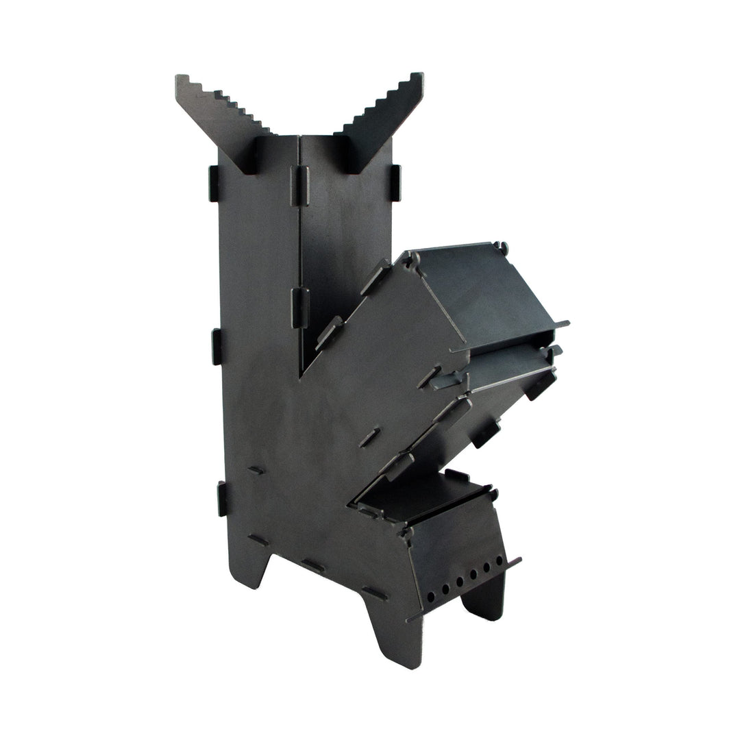 Fire World Raketenofen Rocket Gross Stove Stecksystem aus massivem 3 mm dickem Stahl, Gross