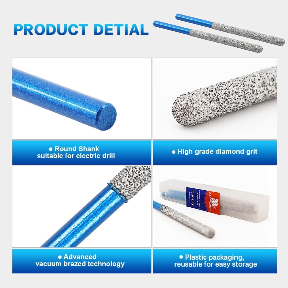 Diamant Mörtel Hakenbohrer – Diamant Fugenfräser 2 Stück 7,2 mm x 74 mm Rundschaft Tuck Point Pin zu