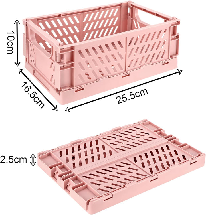 Royouzi Klappbox, 4 Stück Klappkiste Aufbewahrungskorb (25×16.5×10CM) Körbe Aufbewahrungskiste, Stap