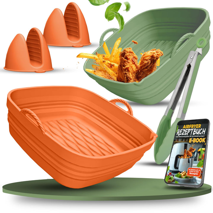 Silikonform-Set faltbar & extra dick für Heissluftfritteusen ab 3,7L-8L mit Zubehör | Airfryer Silik