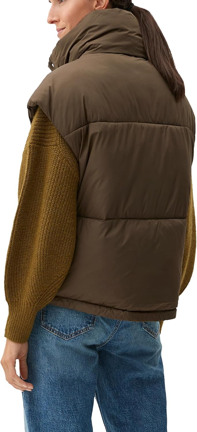 s.Oliver Steppweste mit Stehkragen, XL Khaki/Oliv