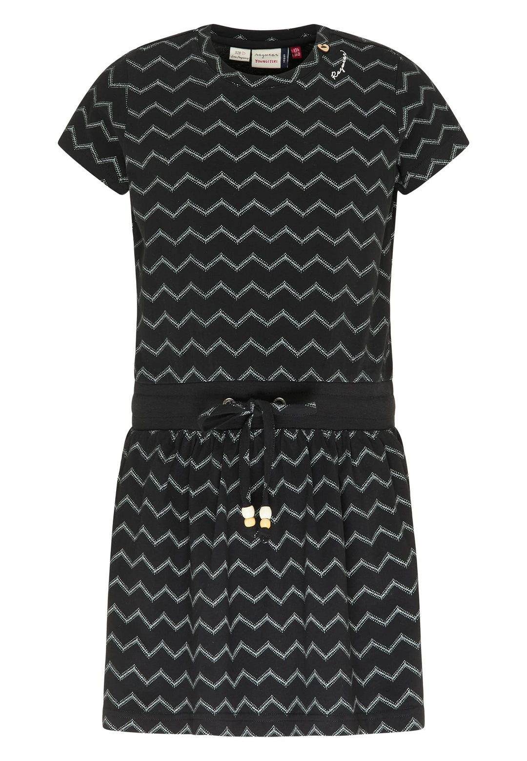 Ragwear MAGY Chevron Mädchen Kleid 128 Schwarz, 128 Schwarz