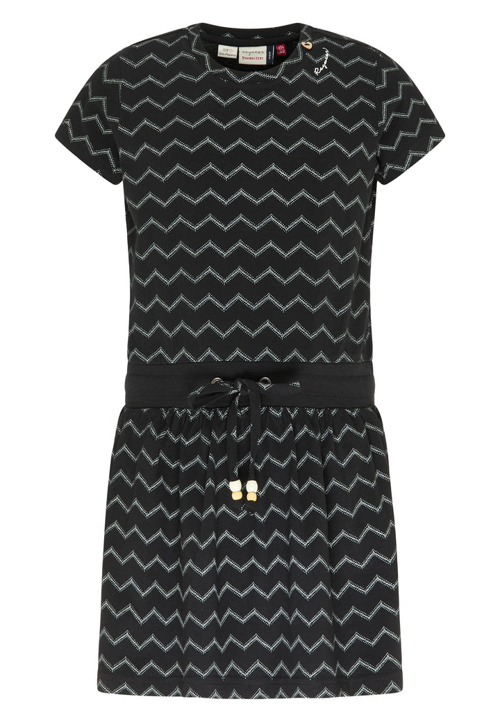 Ragwear MAGY Chevron Mädchen Kleid 128 Schwarz, 128 Schwarz