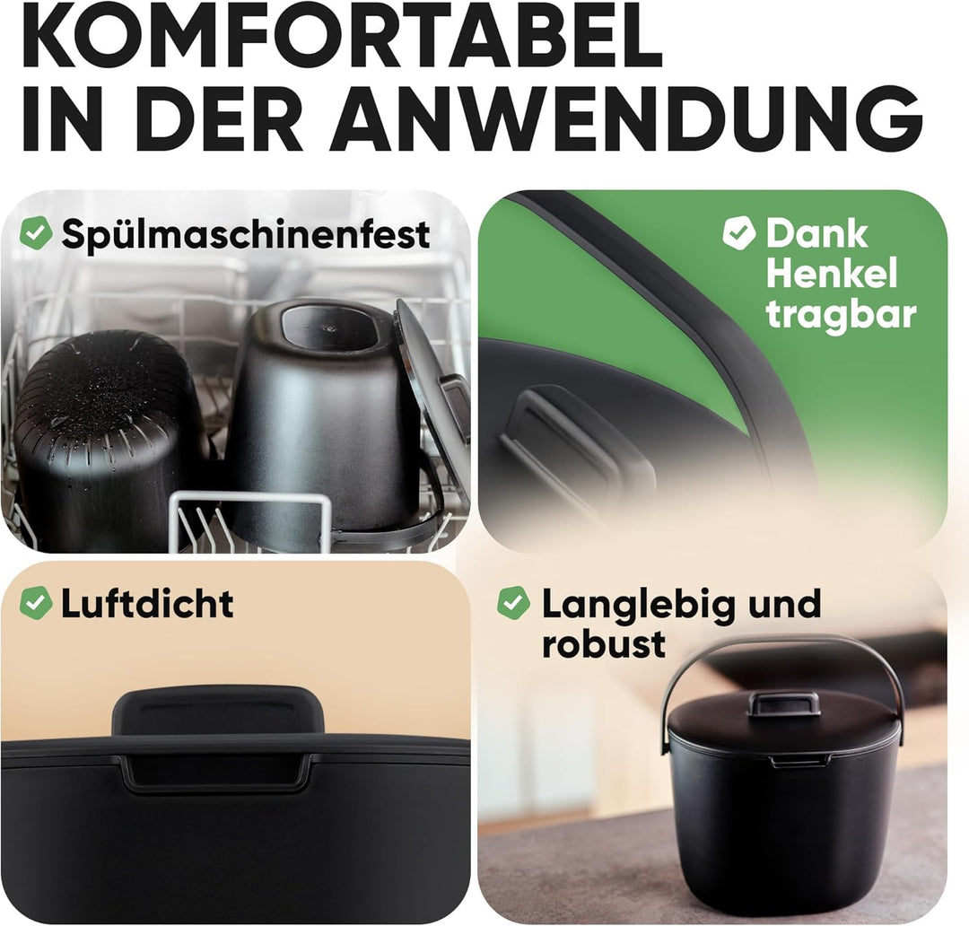 GODDY Biomülleimer Küche Bioabfallbehälter für küche Eimer mit Deckel [Geruchsdicht] 7L Komposteimer