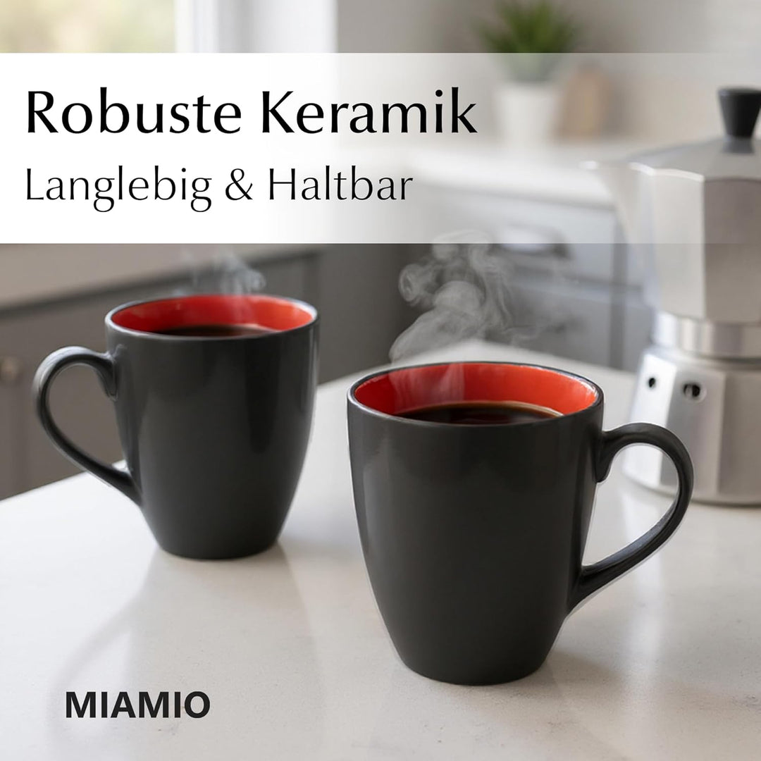 MIAMIO - 6 x 350 ml Kaffeetassen/Kaffeebecher Set - Tassen Set 6er Modern - Le Papillon Kollektion (