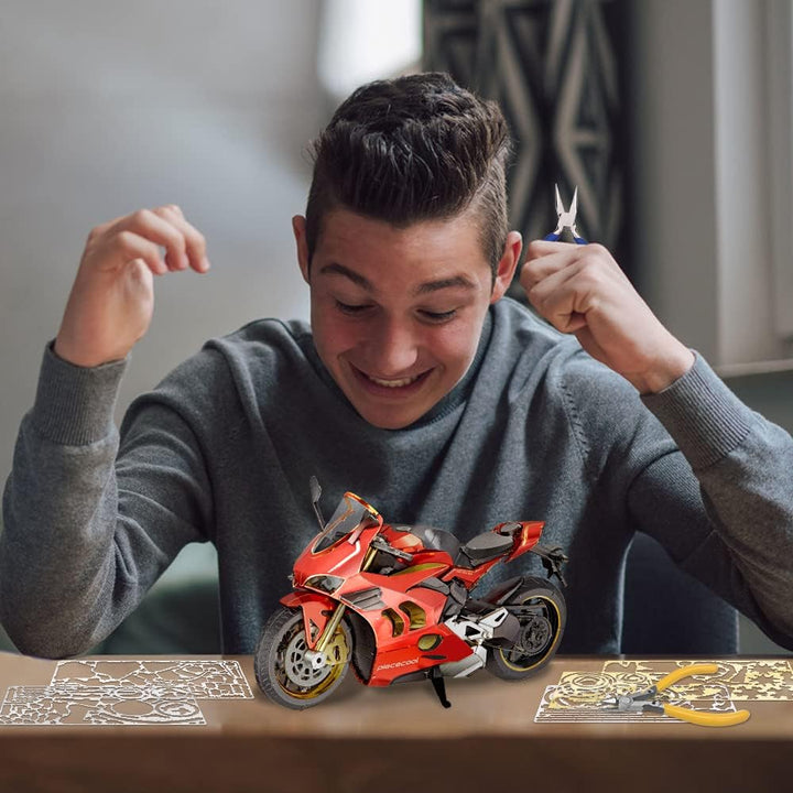Piececool 3D Puzzle Metall, Motorrad für Modellbausatz Erwachsene, 3D-Puzzles zu Bauen, BAU, Bastel-