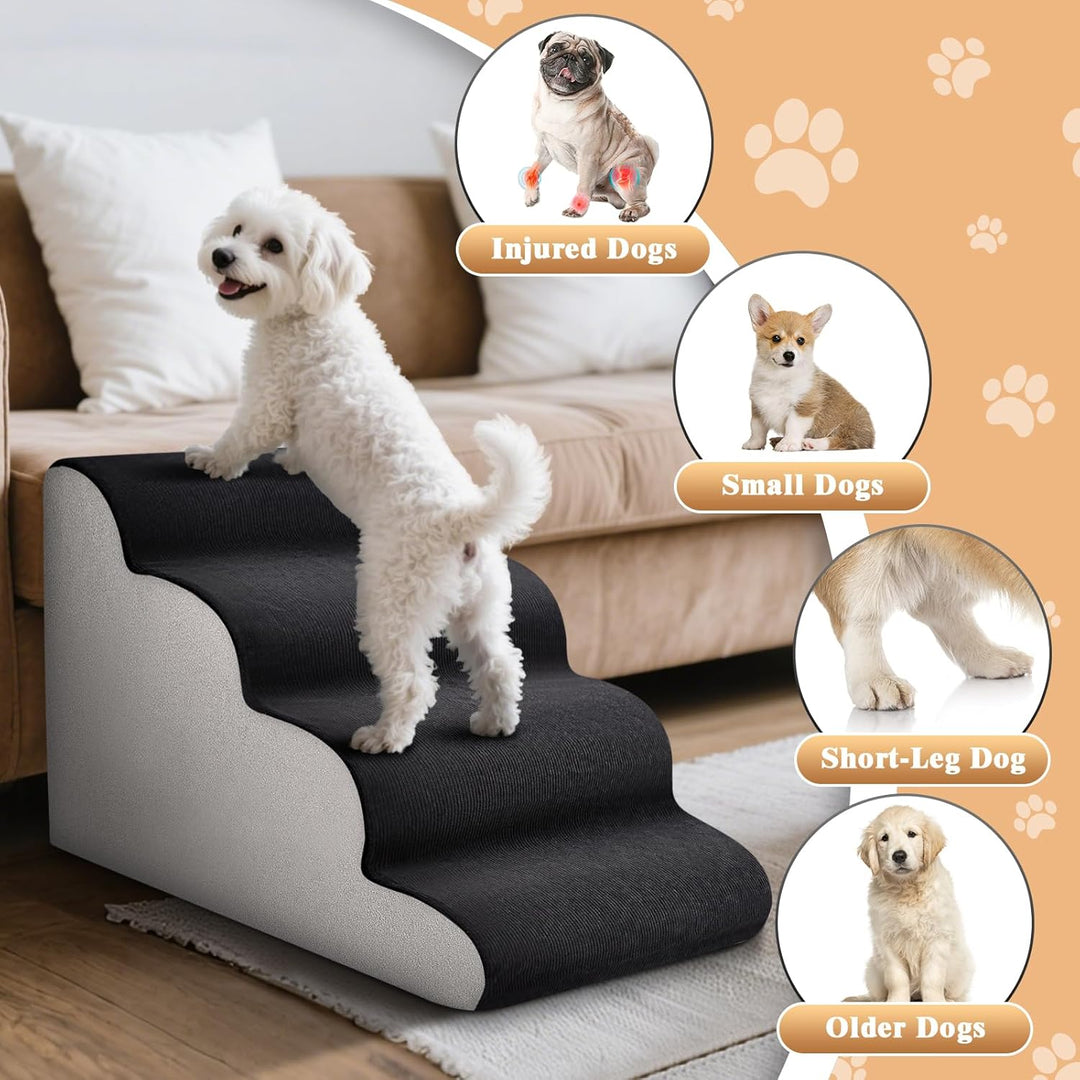4 Stufen Haustiertreppe, Hundetreppe für Kleine Hunde, Hochdichter Schwamm Haustiertreppe Hundetrepp