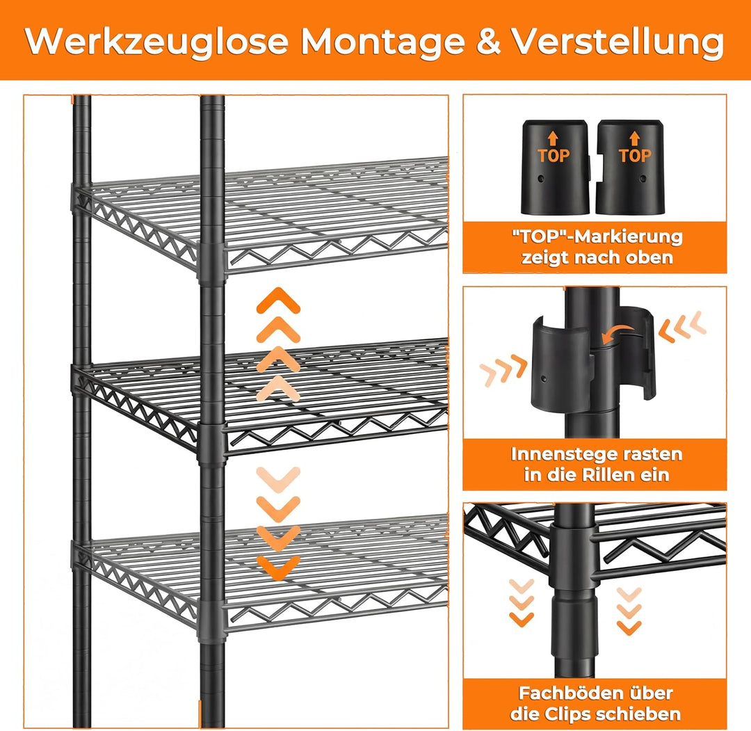 Himimi Teleskop-Kleiderständer Stabil, Offener Kleiderschrank System mit 4 Kleiderstangen & 6 Höhenv
