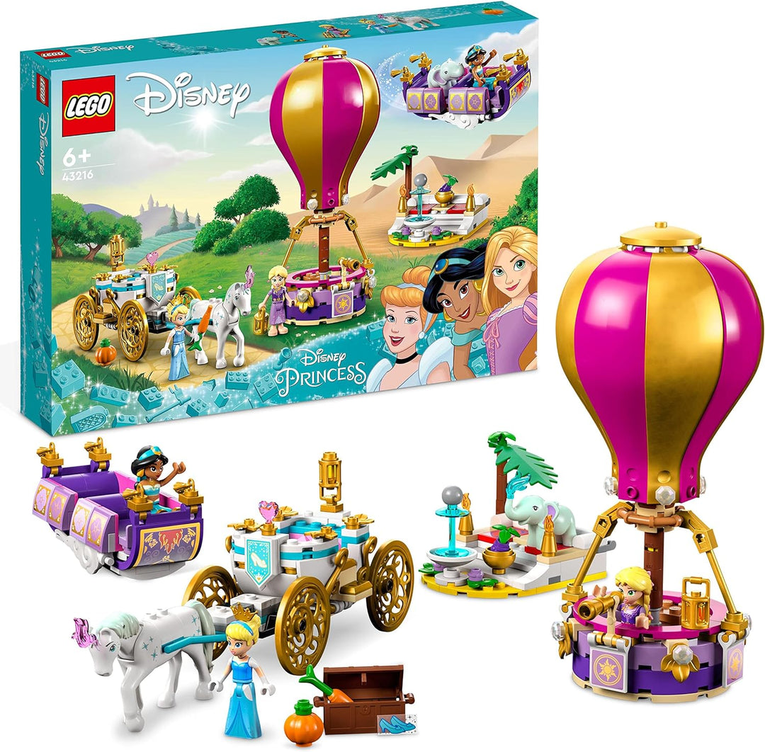 LEGO 43216 Disney Prinzessinnen auf magischer Reise Spielzeug mit Cinderella, Jasmine, Rapunzel Mini