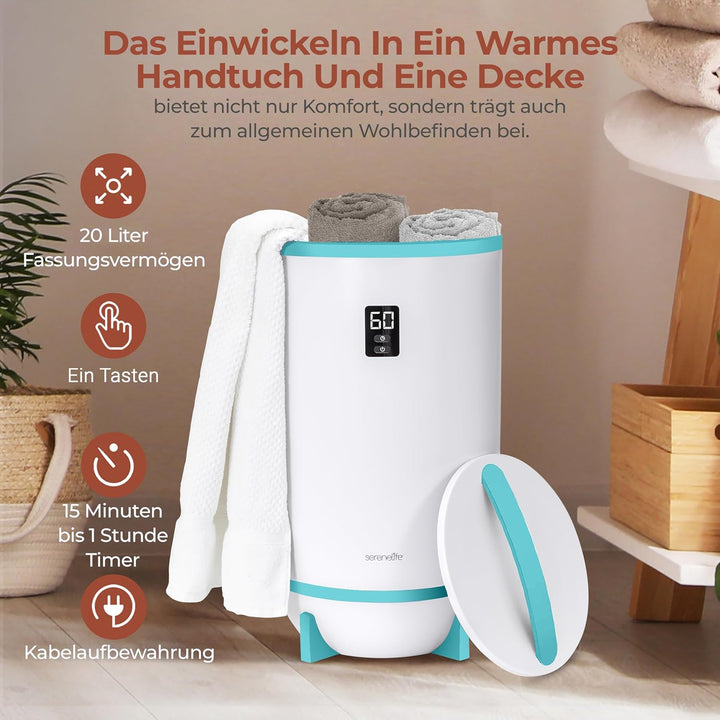 SereneLife Handtuchhalter Stehend Blau – Elektrischer Handtuchwärmer für 2 Handtücher Energiesparend