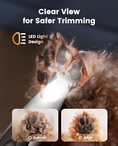 oneisall Pfotentrimmer für Hunde mit LED-Licht, Leise Hundepfoten Trimmer Paw Trim Pro dr Pfoten, Wi