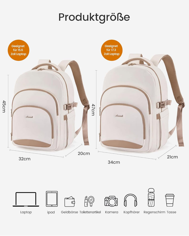 LOVEVOOK Rucksack Damen, 15,6 Zoll Laptop Schulrucksack Wasserdicht, Schultasche Teenager Backpack W