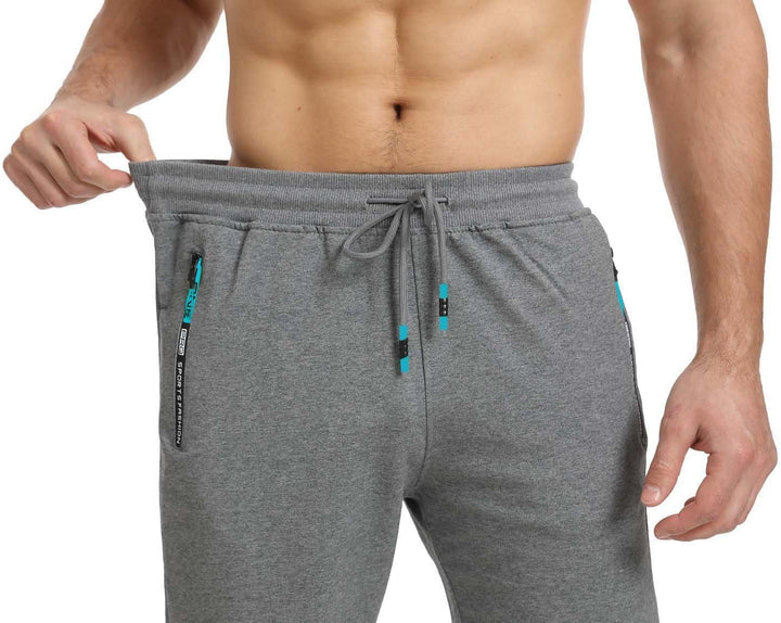 JustSun Herren Shorts Kurze Sporthose Baumwolle Stretchstoff mit Reissverschluss, S A Grau