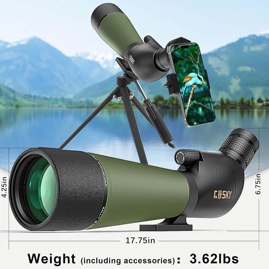 Gosky Spektiv mit Stativ, Tragetasche und Smartphone-Adapter – BAK4 abgewinkeltes Teleskop – wasserd