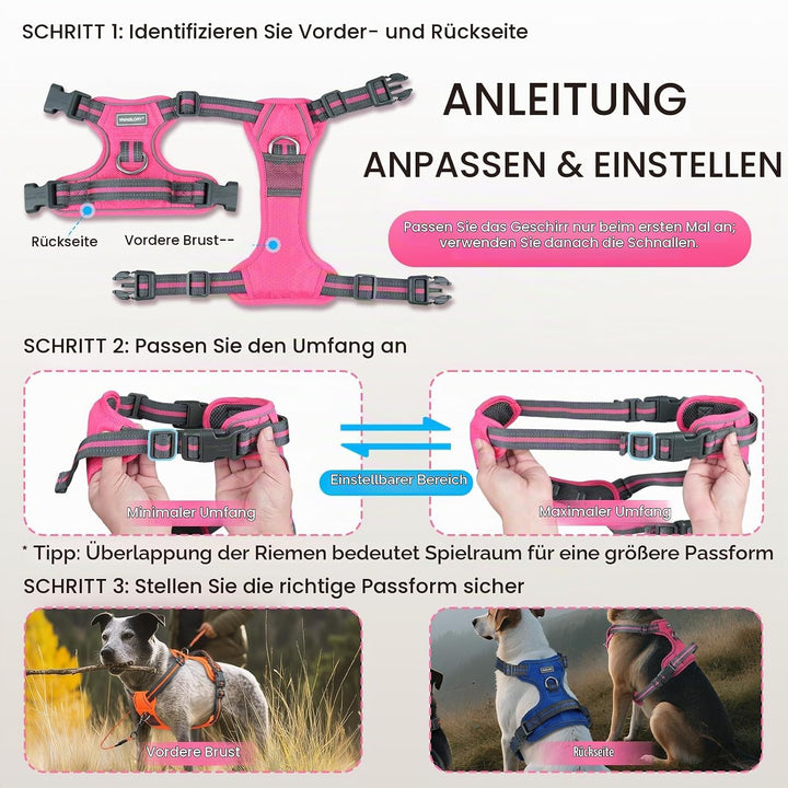 VIVAGLORY Easewalk Hundegeschirr, Anti Zug Hundegeschirr für Training &amp; Spazieren, Anti Zieh Geschir