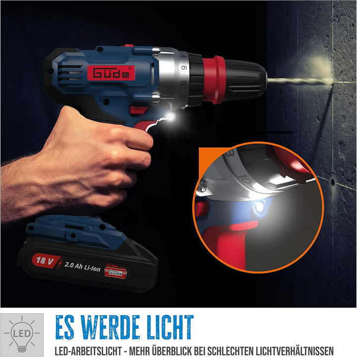 Güde 58524 Akku Bohrschrauber BS 18-0 II (18 V, Li-Ion, ohne Akku und ohne Ladegerät, integriertes L