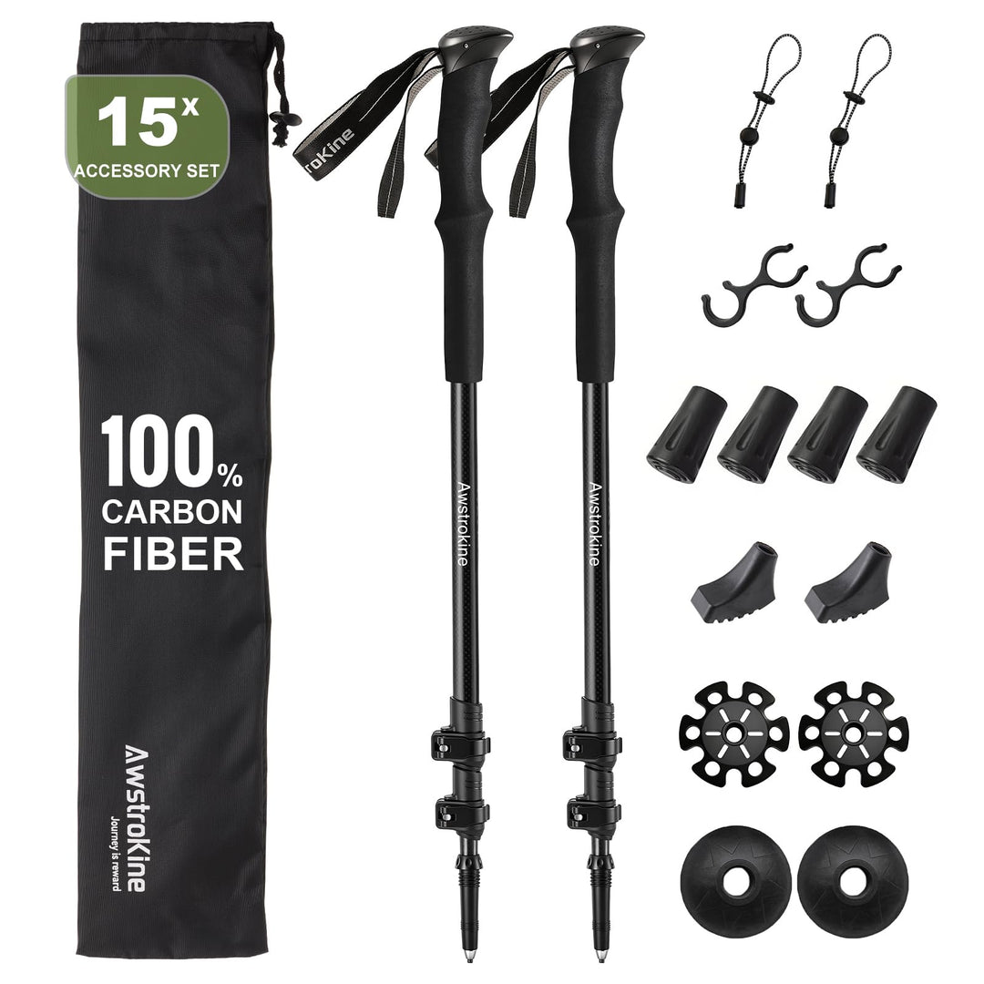 Ultraleichte Carbonfaser-Teleskop-Wanderstöcke – 172 g Nordic-Walking-Stöcke mit Voll-Eva-Griffen, A