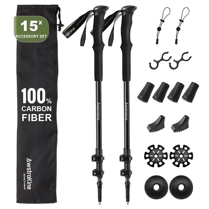 Ultraleichte Carbonfaser-Teleskop-Wanderstöcke – 172 g Nordic-Walking-Stöcke mit Voll-Eva-Griffen, A