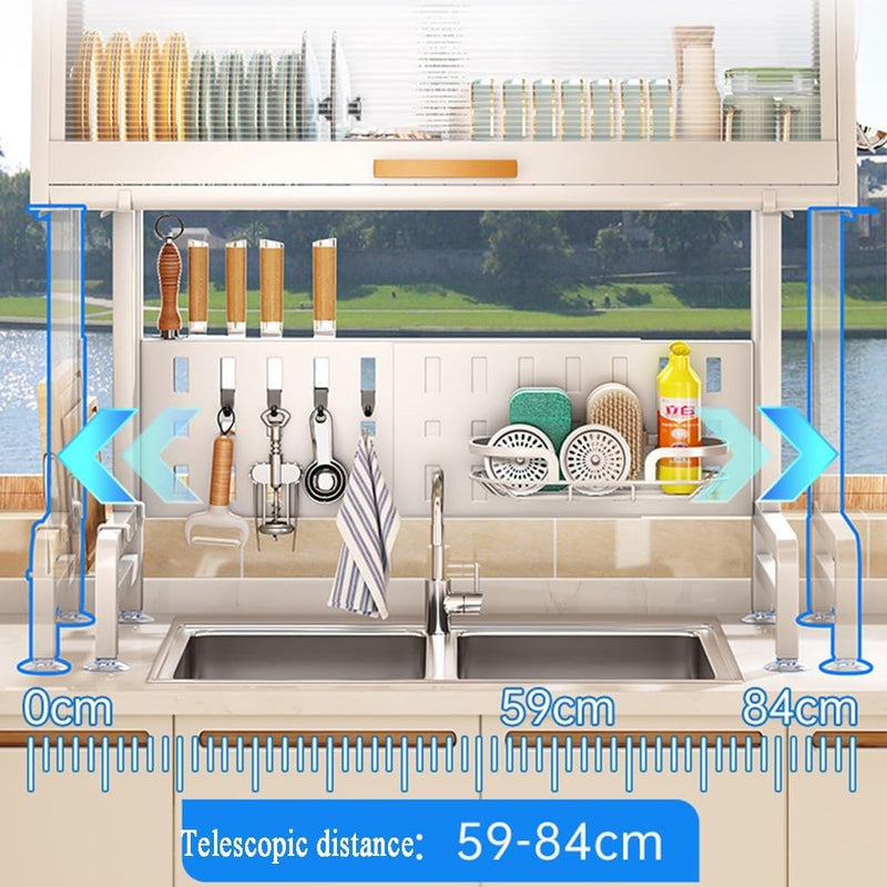 Abtropfgestell für Geschirr, Abtropfgestell Über der Spüle, Auto-Drain Ausbaufähig Küche Theke Gesch