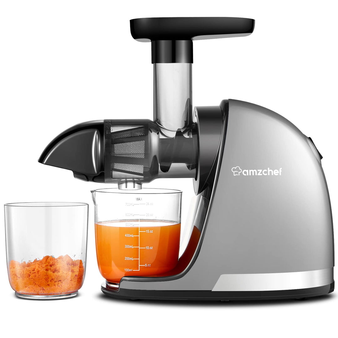 AMZCHEF Slow Juicer Entsafter Gemüse und Obst Profi Entsafter mit Ruhiger Motor & Umkehrfunktion & S
