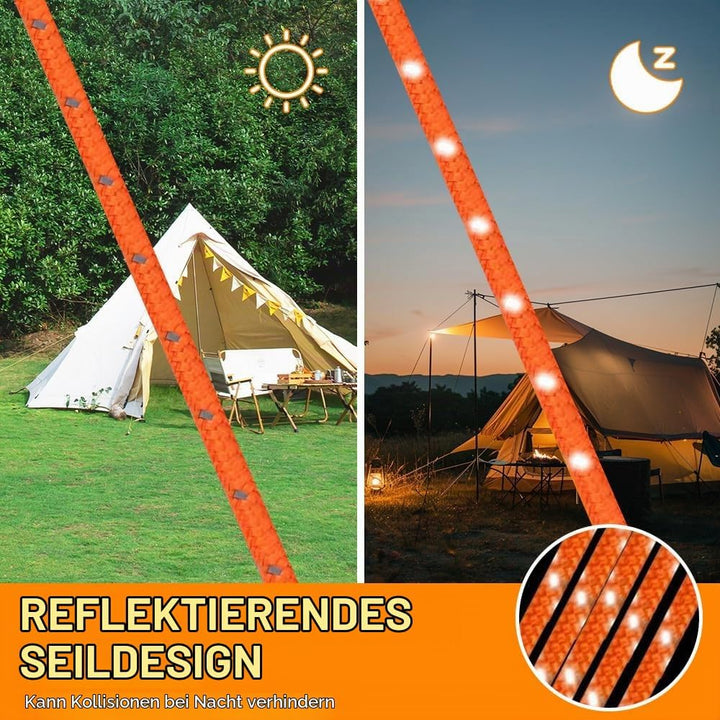 6 Stück 4M Reflektierend Abspannseile Seil, Abspannseile mit Seilspanner, 4mm Leichte Abspannleine Z