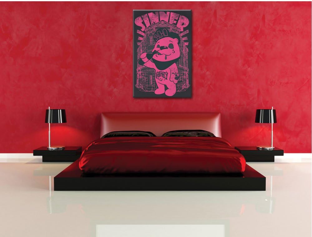 Pixxprint Sinner Black Bild auf Leinwand, XXL riesige Bilder fertig gerahmt mit Keilrahmen, Kunstdru