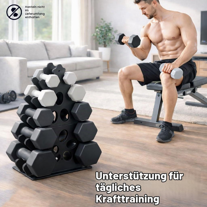 Hantelständer Hantelablage Metall Hantel Ständer Kurzhantelständer A-Rahmen Dumbbell Rack 5-stufig,