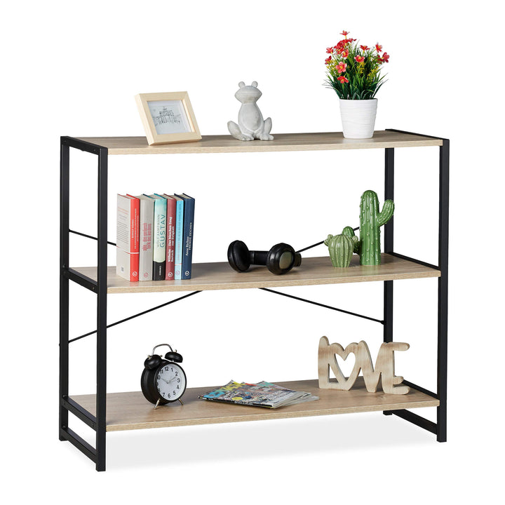 Relaxdays Standregal, Industrie Design, Bücherregal quer mit 3 Fächern, HBT: 80 x 95 x 35 cm, PB/Met