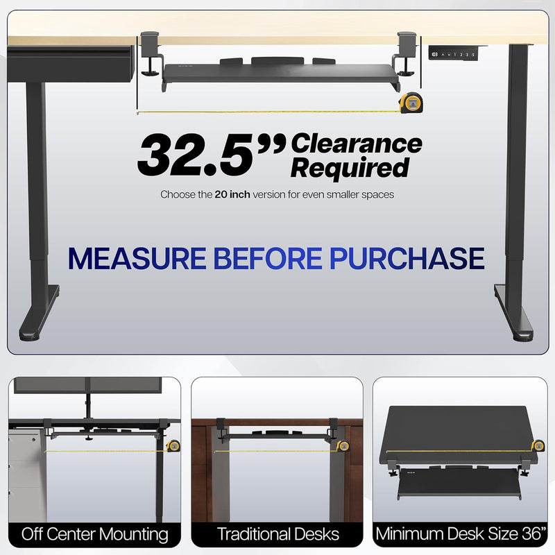 VIVO Large Keyboard Tray Under Desk Pull Out with Extra Sturdy C Clamp Mount System, 27 (33 Includin