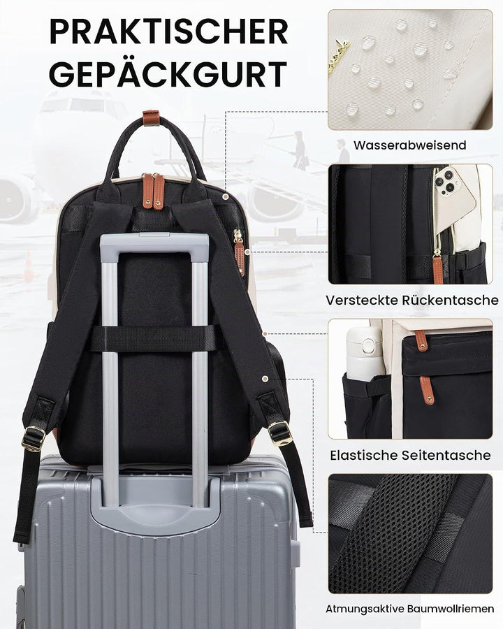 LOVEVOOK Rucksack Damen, 15,6 Zoll Laptop Schulrucksack Reiserucksack Wasserdicht Arbeitstasche Back