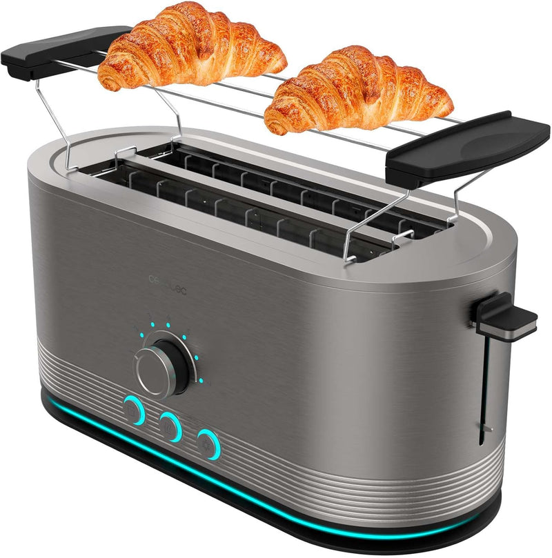 Cecotec Vertikaler Toaster aus Edelstahl mit doppeltem langen Schlitz Shine&Toast Extra Double. 1400