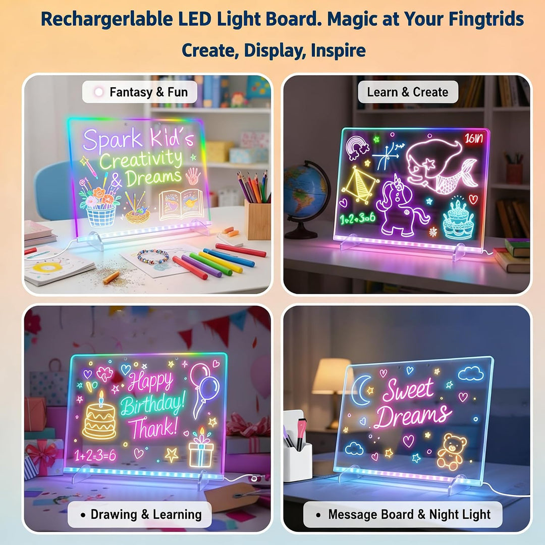 Led Zeichenbrett Maltafel Schreibtafel Kinder mit 12 Modi 35X25cm | Leuchtendes Malbrett Notiztafel