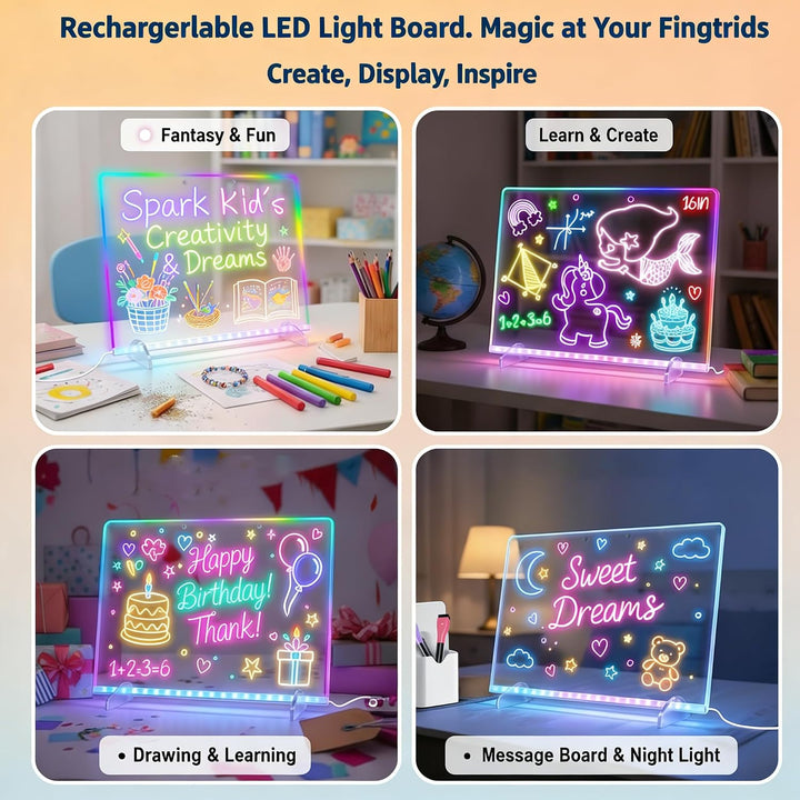 Led Zeichenbrett Maltafel Schreibtafel Kinder mit 12 Modi 35X25cm | Leuchtendes Malbrett Notiztafel