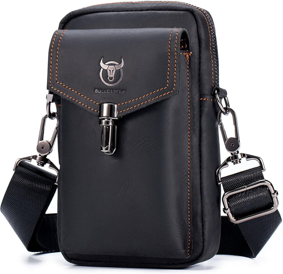 BAIGIO Handytasche Leder Vintage Gürteltasche Herren Hüfttasche Klein Schultertasche Umhängetasche R