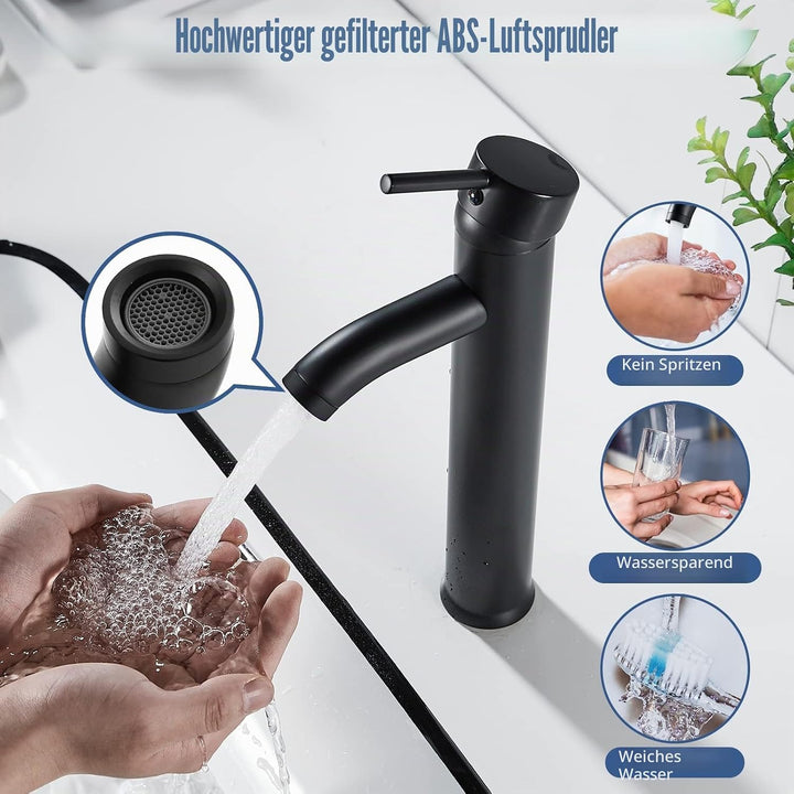 kisimixer Wasserhahn Bad Schwarz, Waschtischarmatur Schwarz Einhandmische, Waschbecken Armaturen Kal
