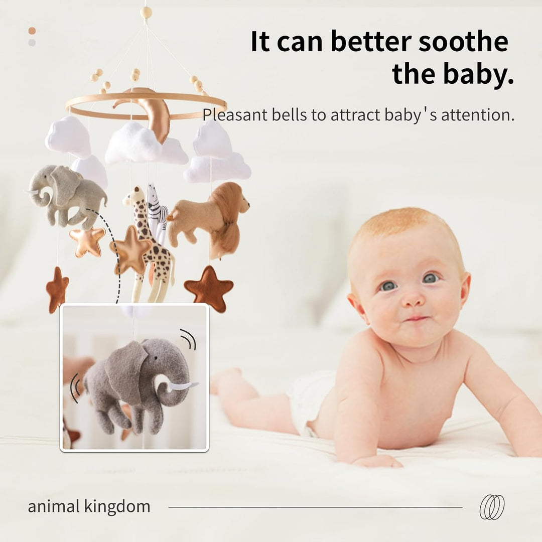 Mobile Baby Windspiele, Tierchen Waldtiere Bettglocke aus Filz Babybett Bettglocke Anhänger Mobile B