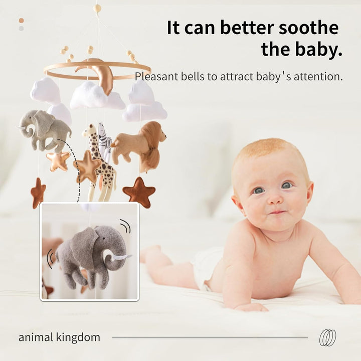 Mobile Baby Windspiele, Tierchen Waldtiere Bettglocke aus Filz Babybett Bettglocke Anhänger Mobile B