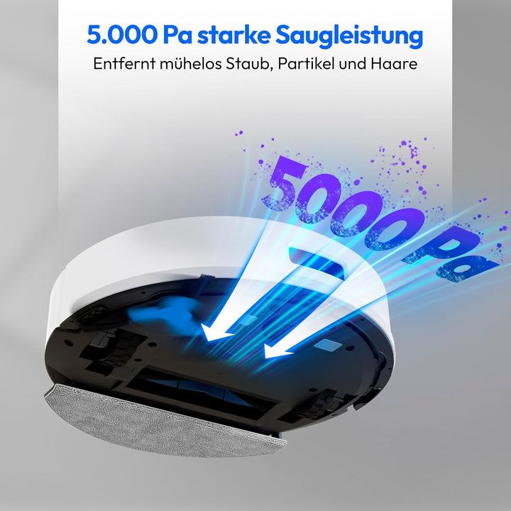 MEDION Saugroboter mit Absaugstation und Wischfunktion X23 SW+ (Lasernavigation, Starke 5000Pa Saugk