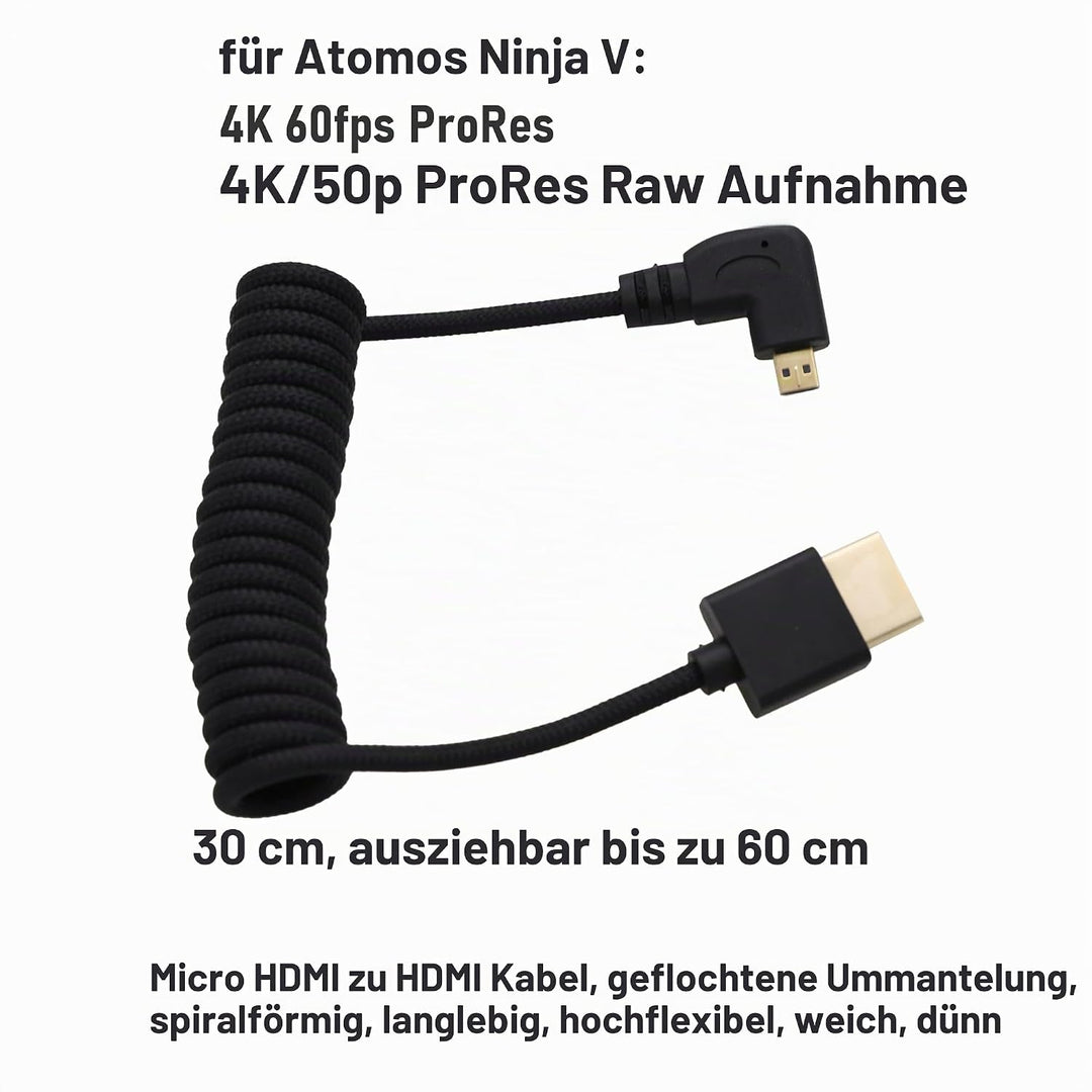 HangTon Flexibles Micro HDMI zu HDMI 4K60 8K Kabel für ATOMOS Ninja V Ultra, Sony ZV-E10 A7C A7R4 A6