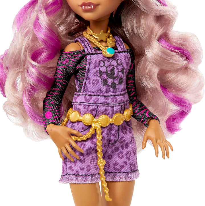 Monster High Clawdeen Puppe, Werwolf Modepuppe mit rosa und blondem Haar, Haustier und Puppenzubehör
