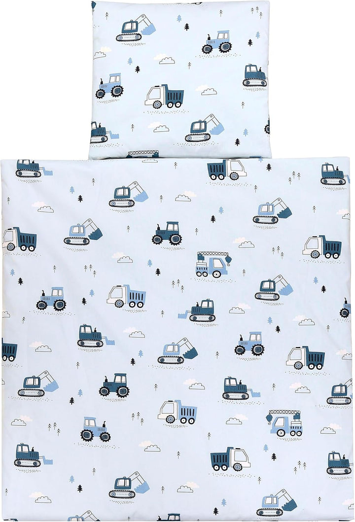 TupTam Unisex Baby Wiegenset 4-teilig Bettwäsche-Set: Bettdecke und Kopfkissen mit Bezug, Farbe: Bau