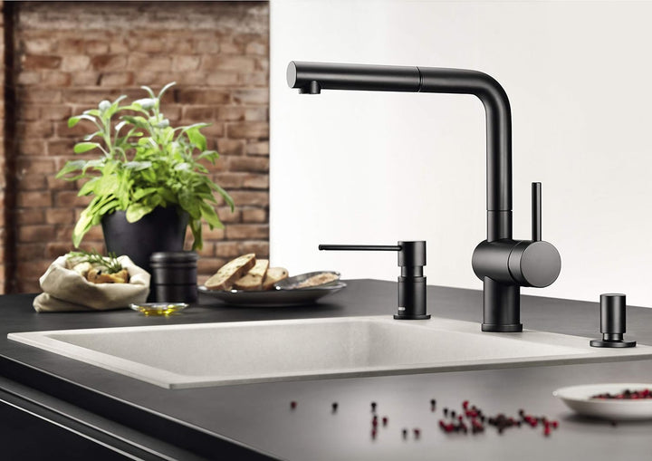 BLANCO LINUS-S schwarz matt + ETAGON6schwarz + Klappmatte460x440mm